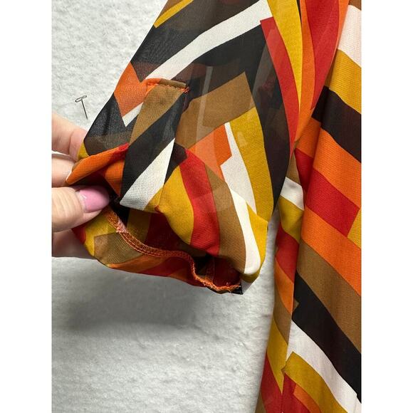 Rachel Kate Chevron Shift Dress M Retro Fall Colors 70s Style Geometric Print - Picture 2 of 8